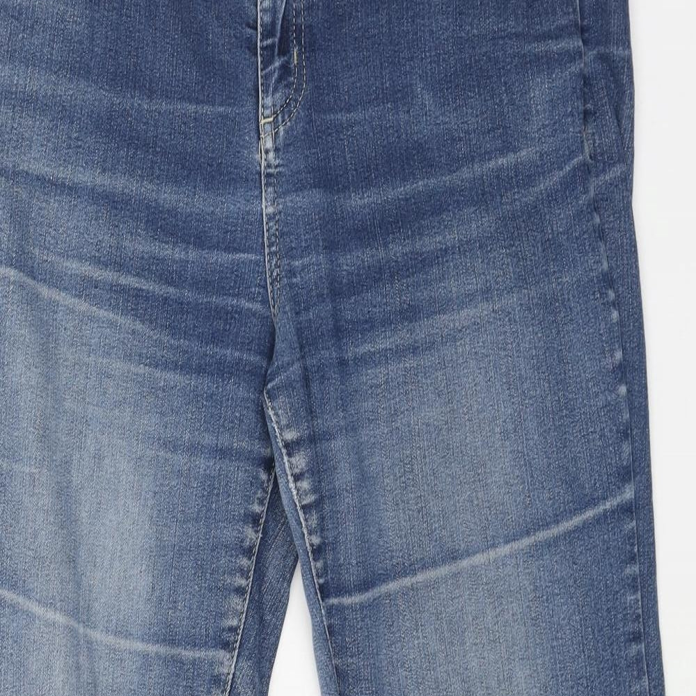 Per Una Womens Blue Cotton Bootcut Jeans Size 12 L27 in Regular Button