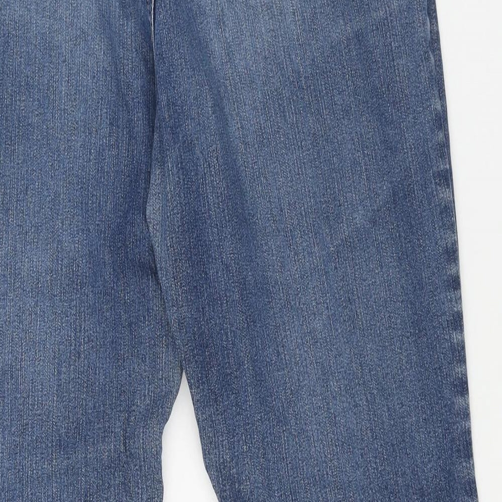 Per Una Womens Blue Cotton Bootcut Jeans Size 12 L27 in Regular Button