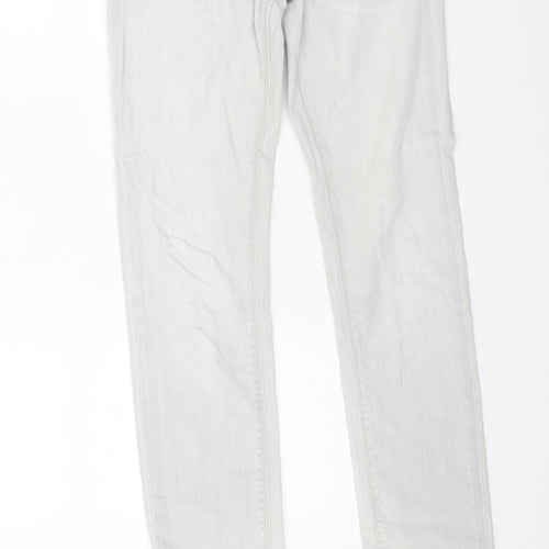 Label Jeans Mens Grey Cotton Skinny Jeans Size 27 in L32 in Regular Button