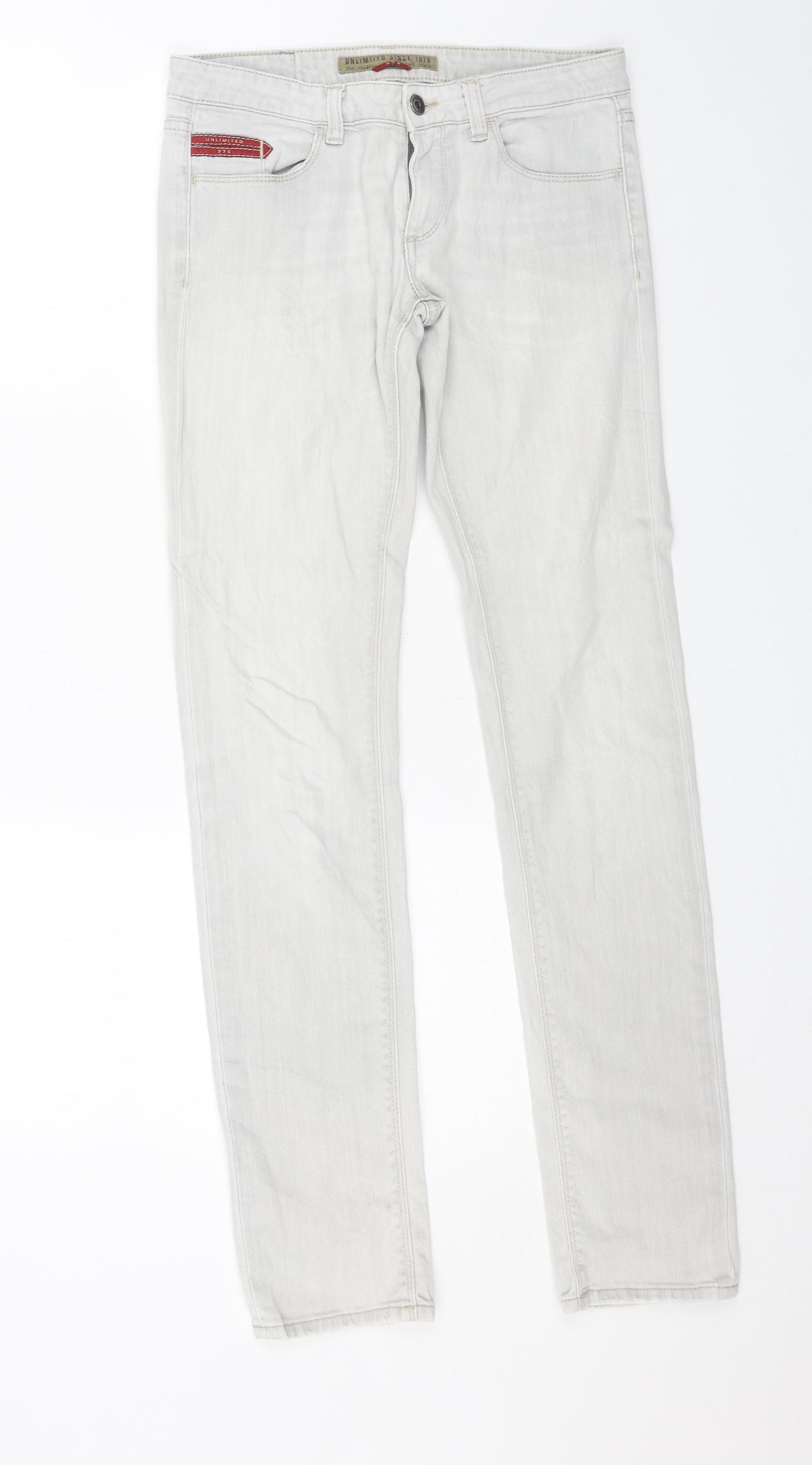 Label Jeans Mens Grey Cotton Skinny Jeans Size 27 in L32 in Regular Button