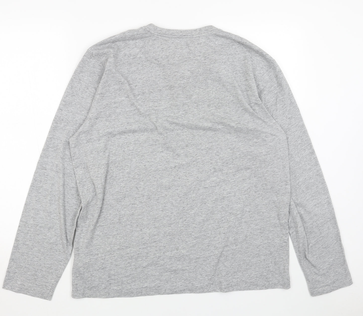 NEXT Mens Grey Cotton T-Shirt Size L Henley