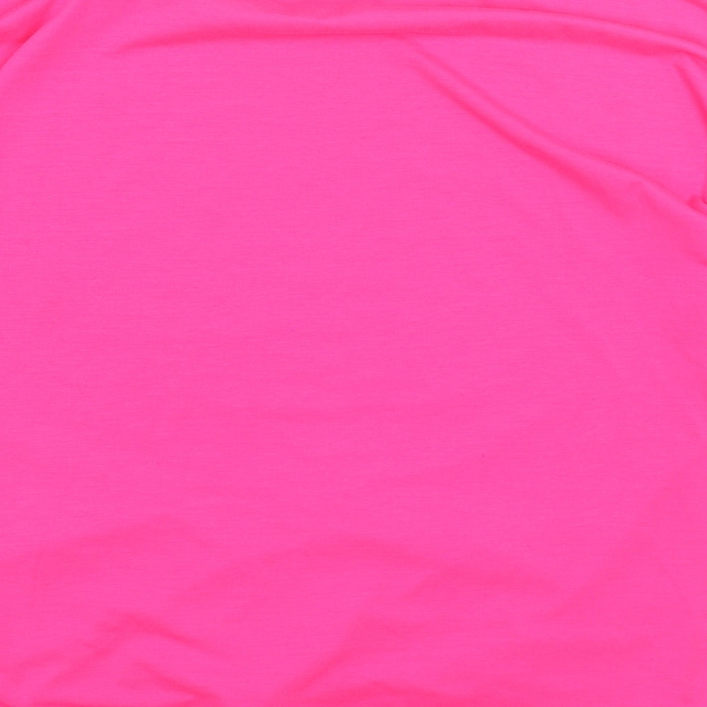Select Womens Pink Viscose Basic T-Shirt Size L Round Neck - Tie Front