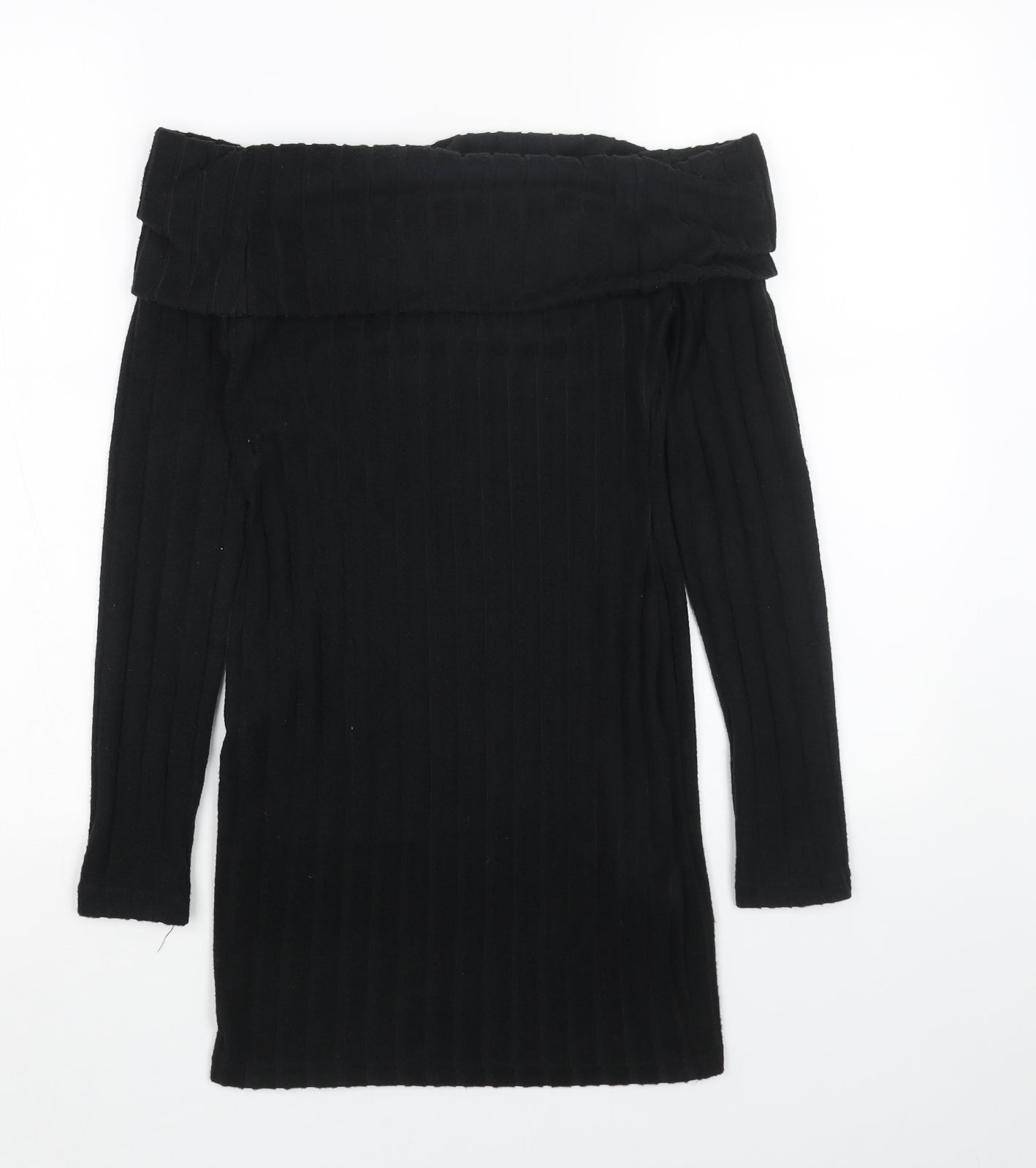 SheIn Womens Black Polyester Jumper Dress Size S Off the Shoulder Pullover