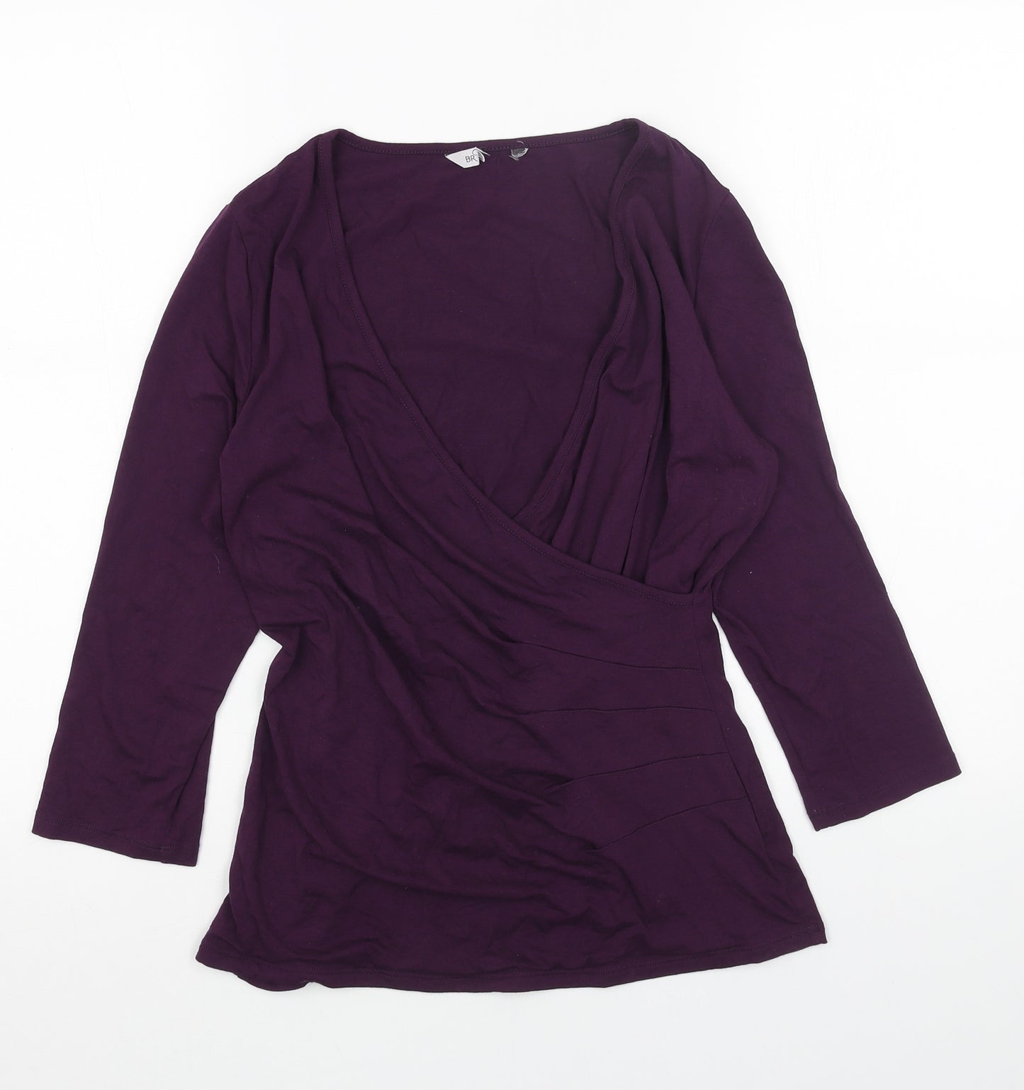 Preworn Womens Purple Viscose Basic Blouse Size 12 V-Neck