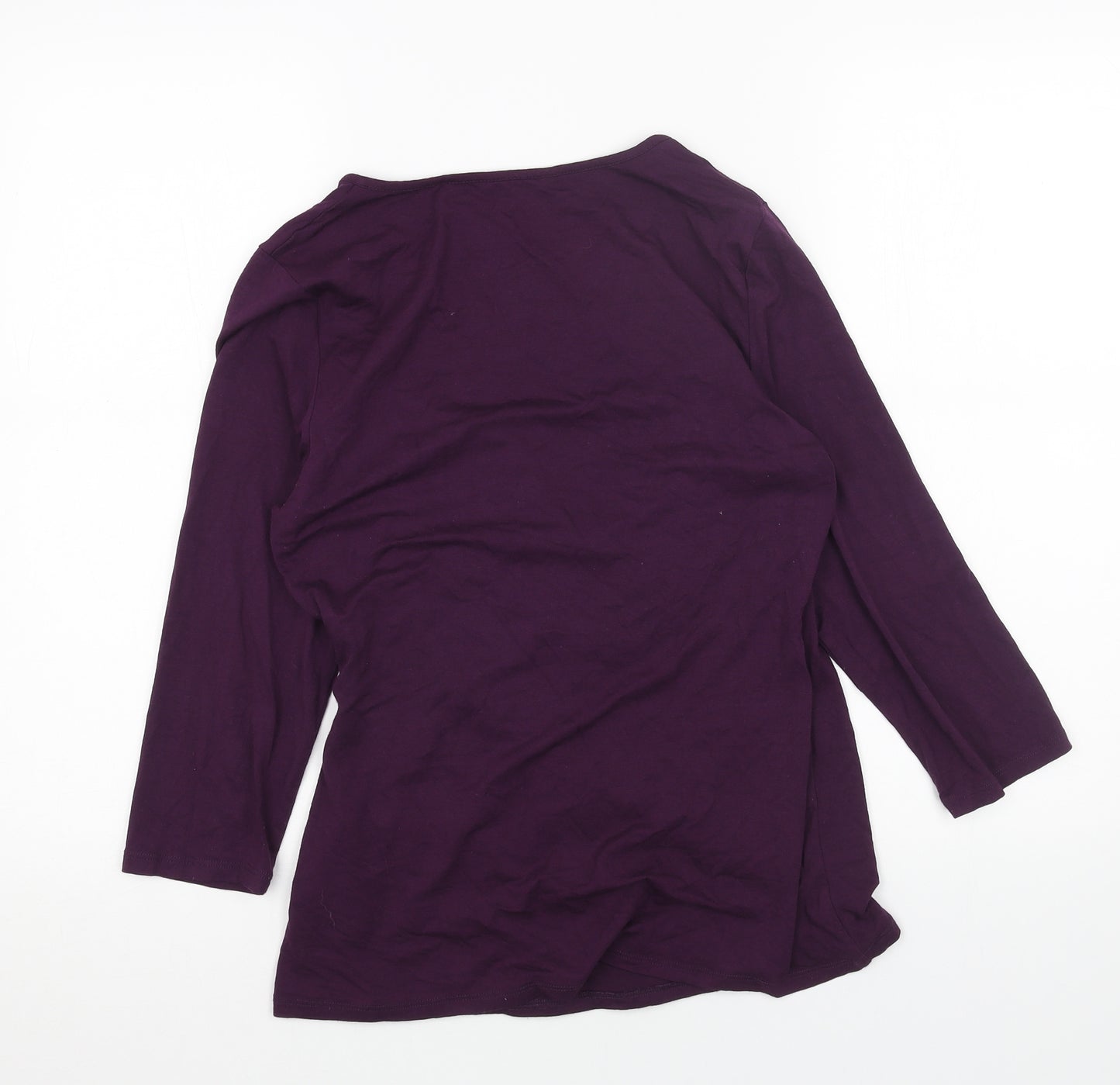 Preworn Womens Purple Viscose Basic Blouse Size 12 V-Neck
