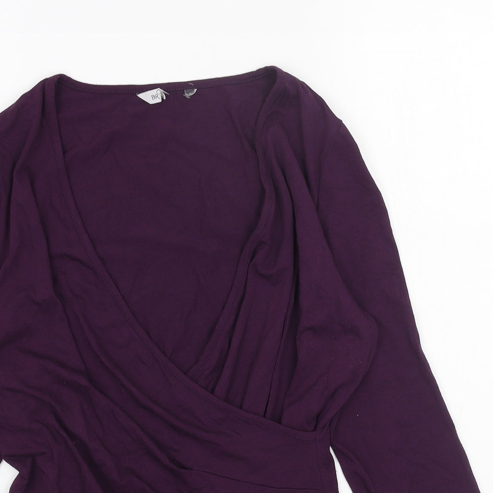 Preworn Womens Purple Viscose Basic Blouse Size 12 V-Neck