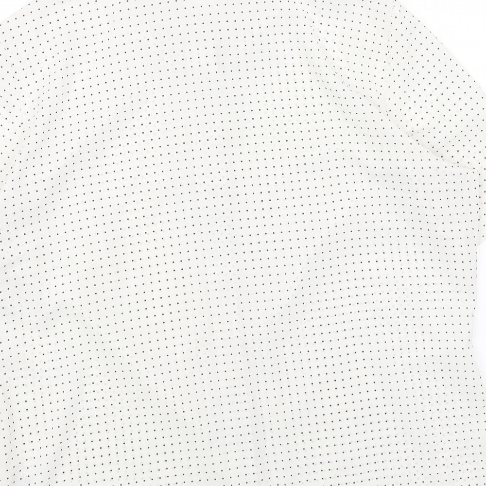 Marks and Spencer Womens White Polka Dot Polyester Basic Button-Up Size 16 Collared