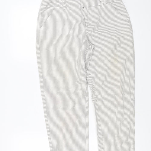 Merona Womens Grey Striped Cotton Trousers Size 6 L25 in Regular Zip