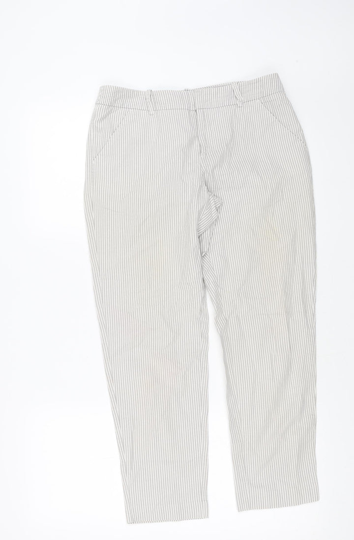 Merona Womens Grey Striped Cotton Trousers Size 6 L25 in Regular Zip