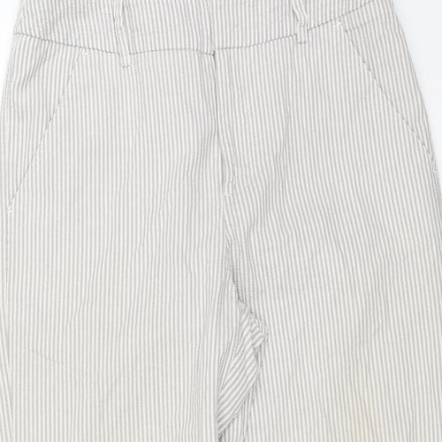 Merona Womens Grey Striped Cotton Trousers Size 6 L25 in Regular Zip