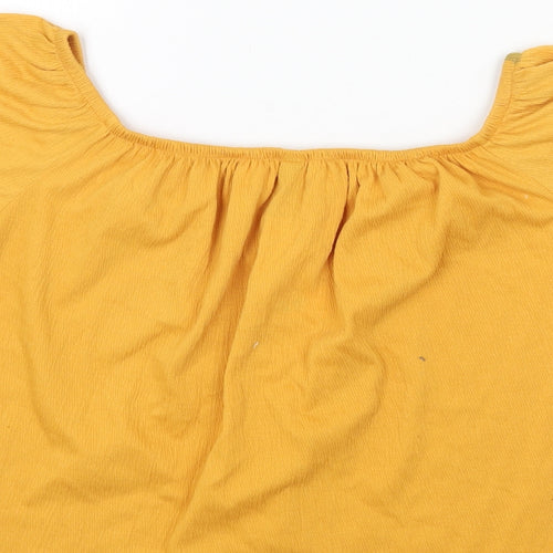 H&M Womens Yellow Polyester Basic Blouse Size M Off the Shoulder