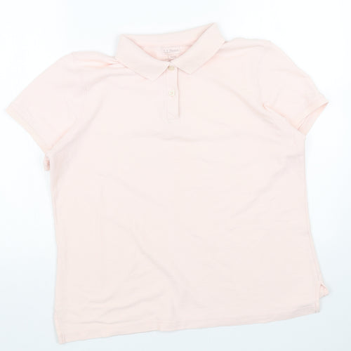 L.L. Bean Womens Pink Cotton Basic Polo Size L Collared
