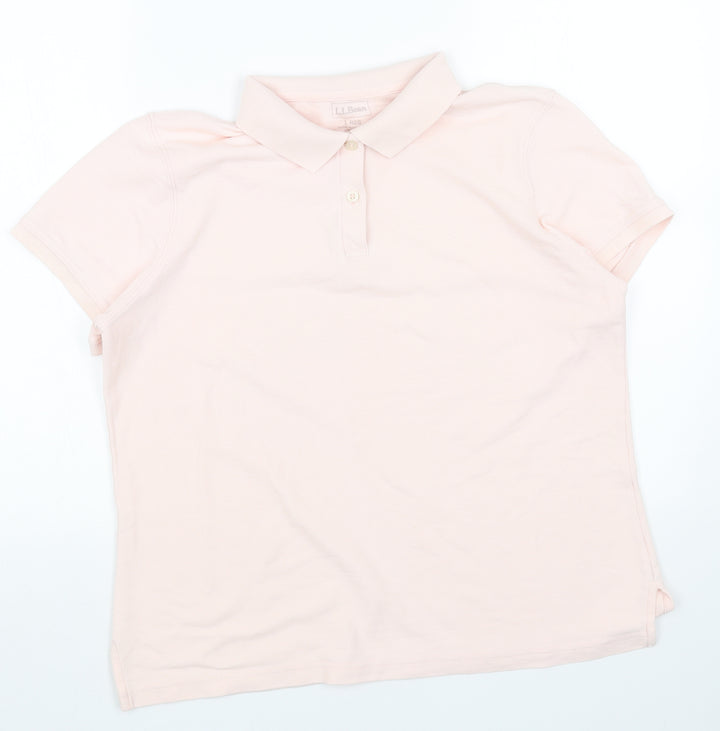 L.L. Bean Womens Pink Cotton Basic Polo Size L Collared