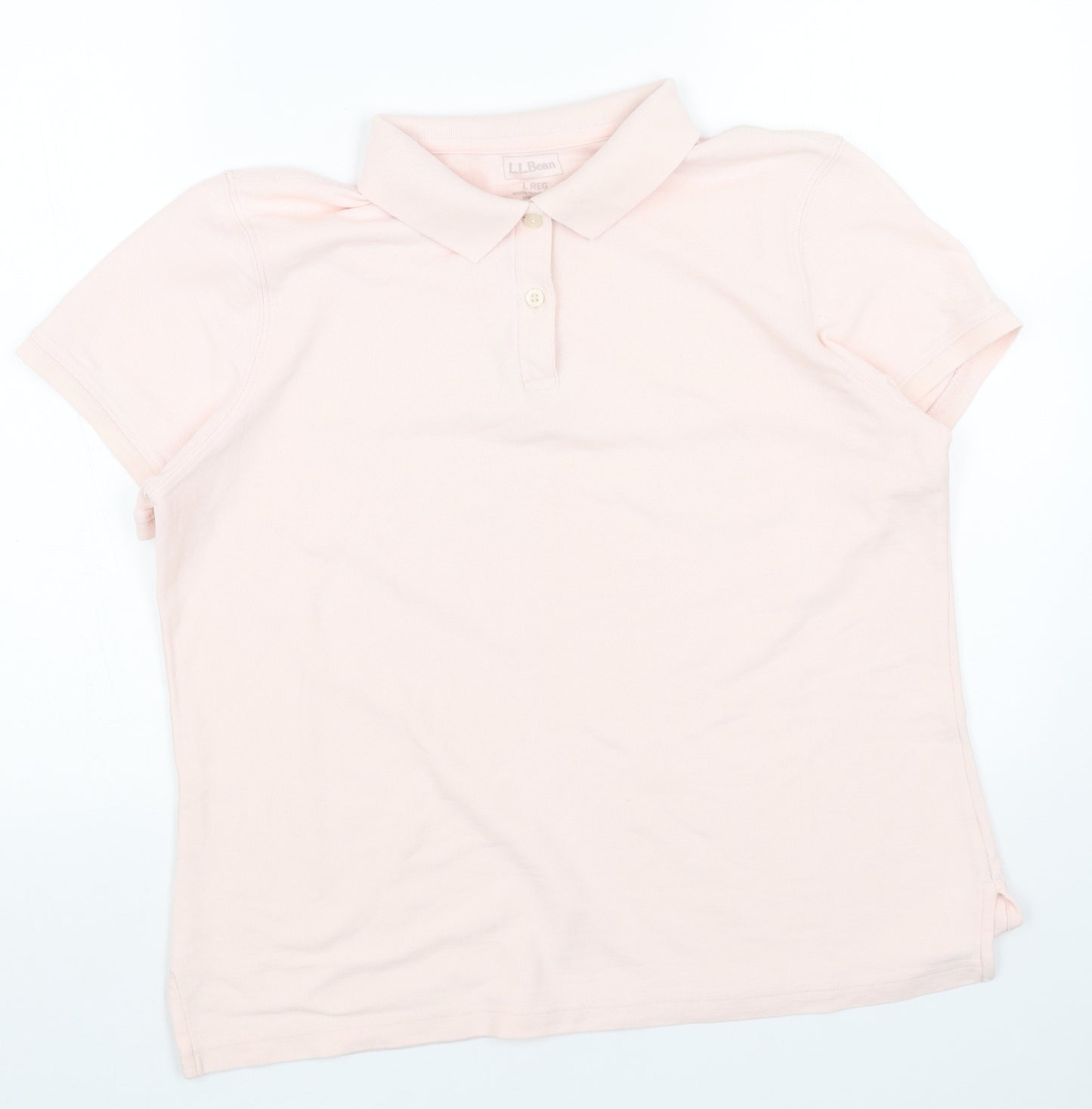 L.L. Bean Womens Pink Cotton Basic Polo Size L Collared