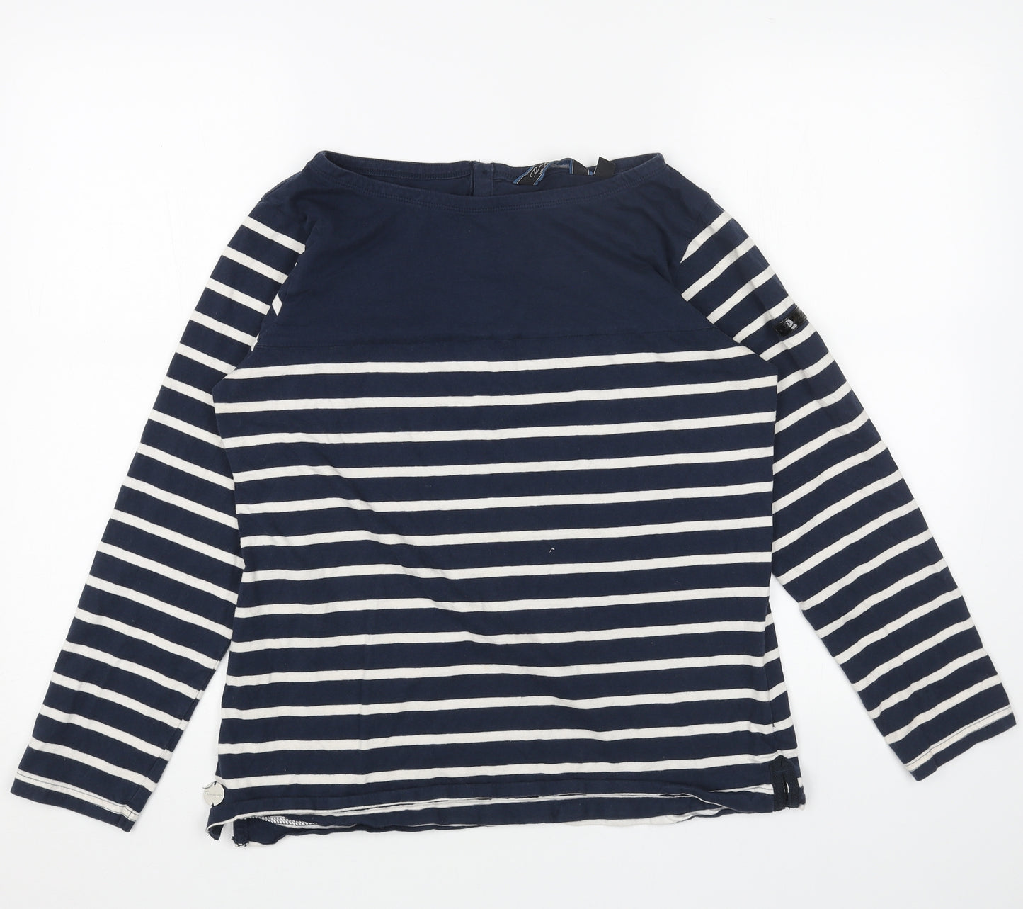 Regatta Womens Blue Striped Cotton Basic T-Shirt Size 14 Round Neck