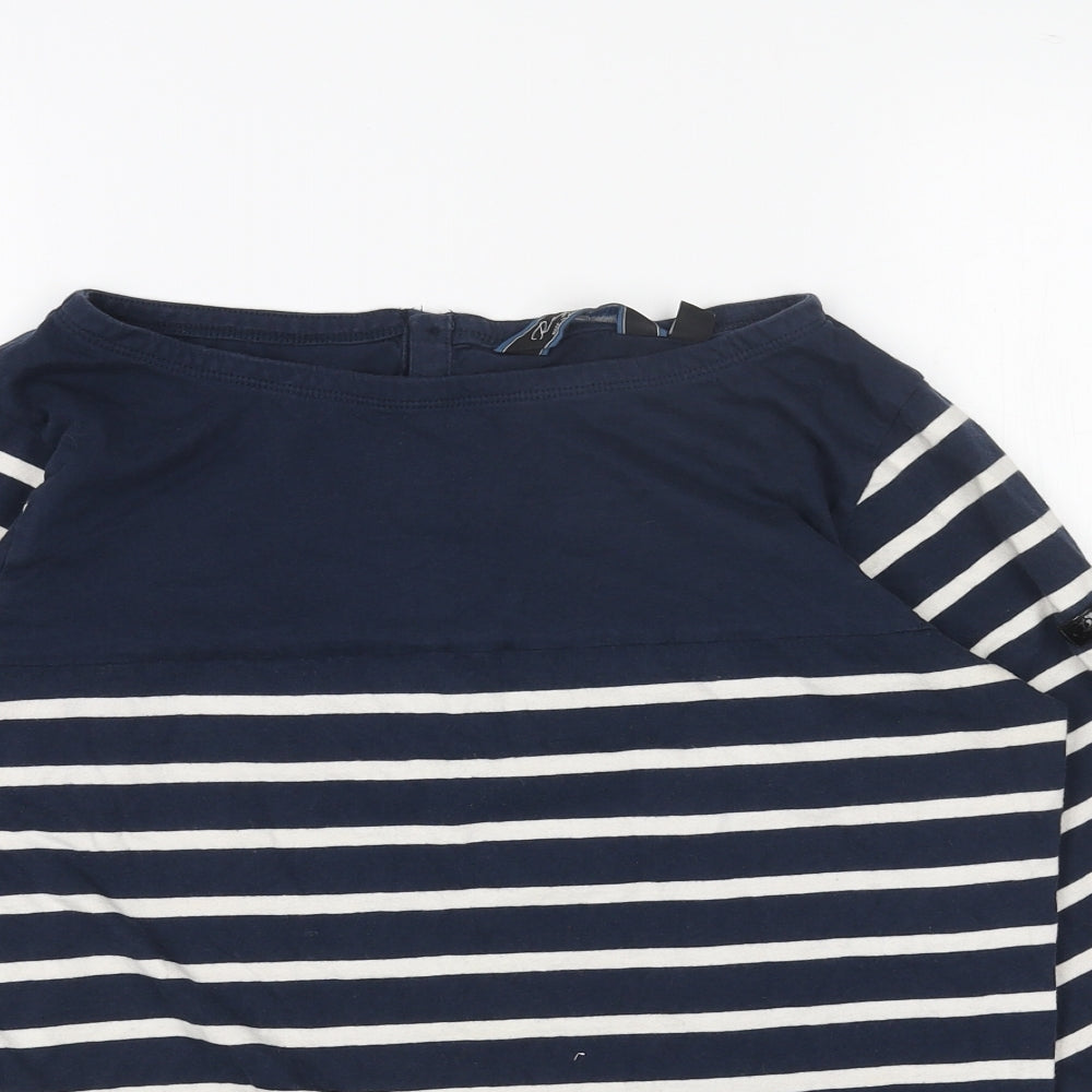 Regatta Womens Blue Striped Cotton Basic T-Shirt Size 14 Round Neck