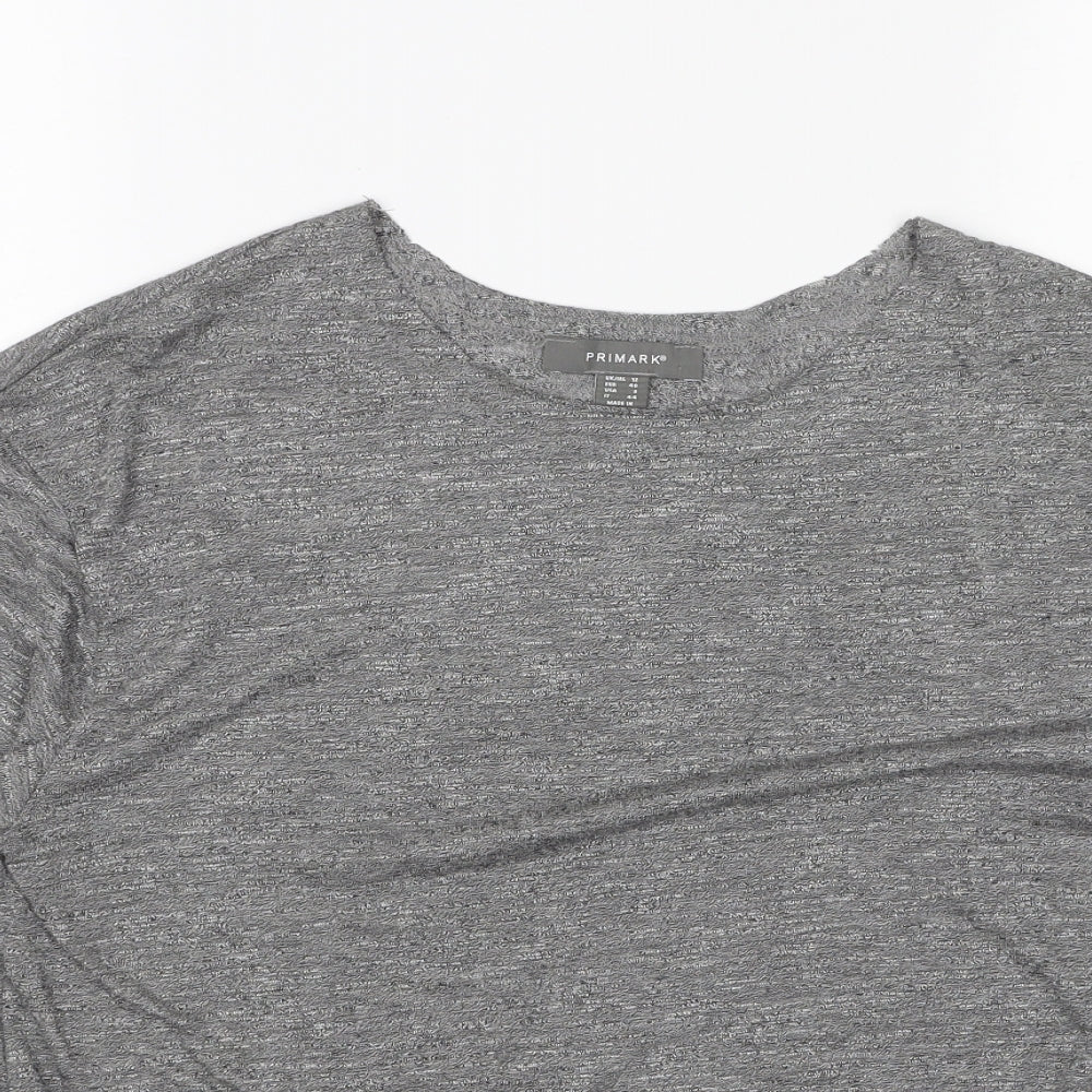 Primark Womens Grey Polyester Basic T-Shirt Size 12 Round Neck