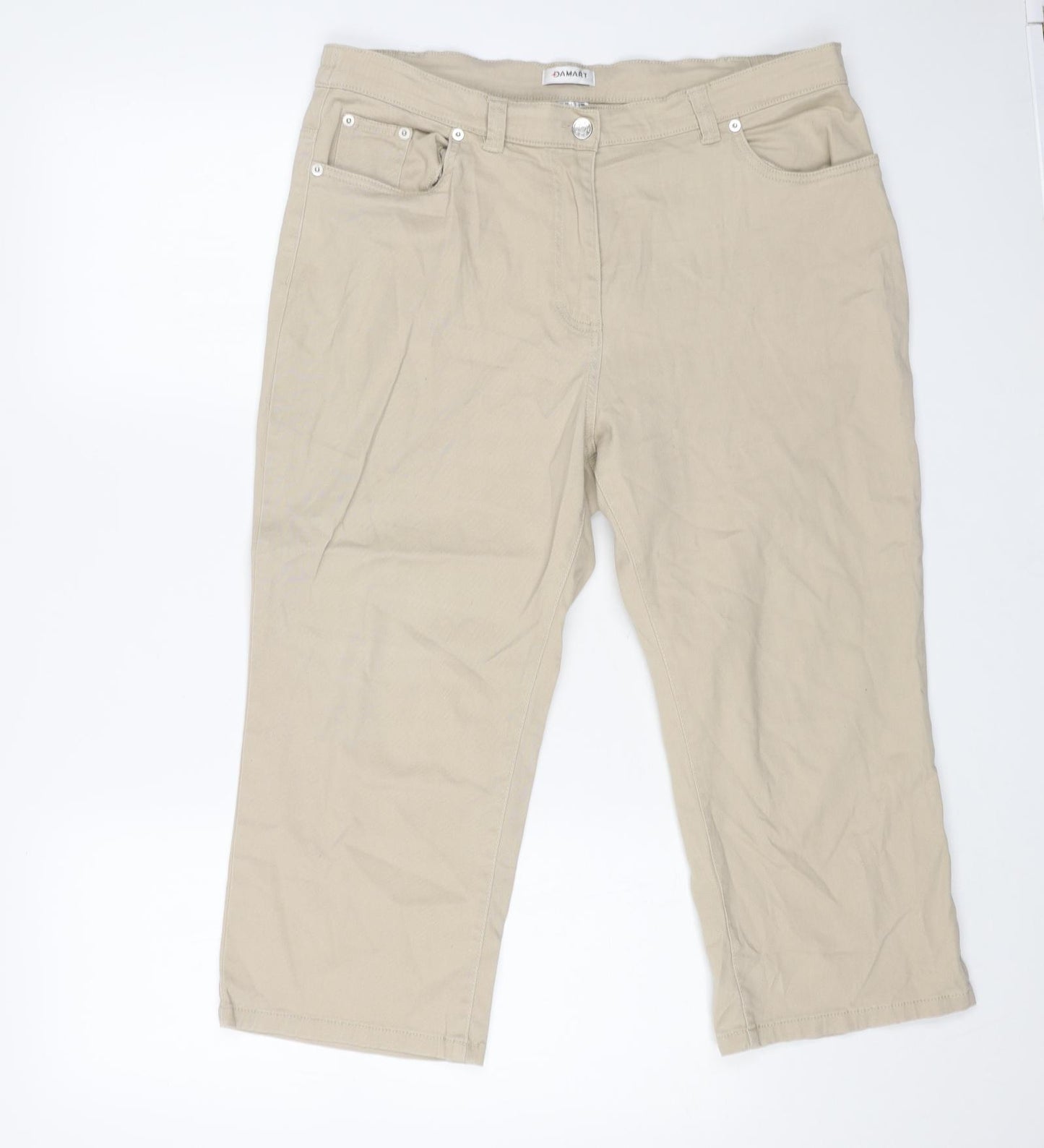 Damart Womens Beige Cotton Straight Jeans Size 18 L21 in Regular Button