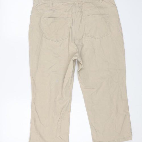 Damart Womens Beige Cotton Straight Jeans Size 18 L21 in Regular Button