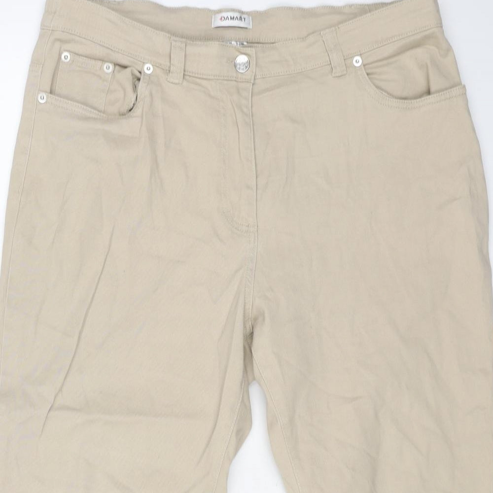 Damart Womens Beige Cotton Straight Jeans Size 18 L21 in Regular Button