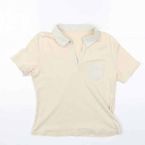 George Womens Beige Cotton Basic Polo Size 14 Collared