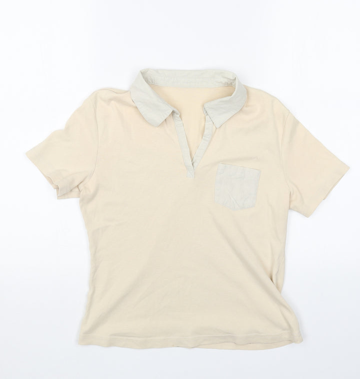 George Womens Beige Cotton Basic Polo Size 14 Collared