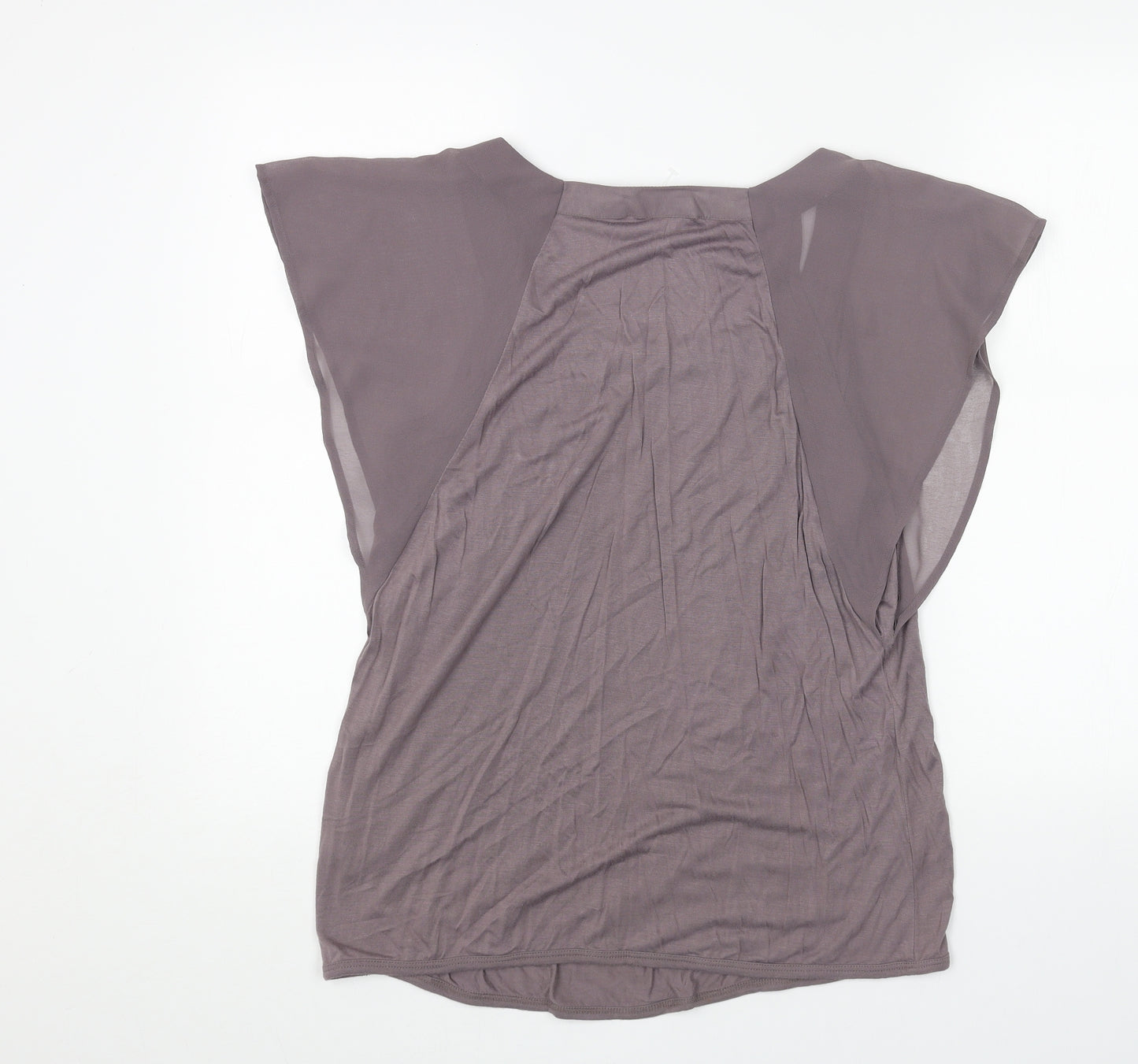 Nougat Womens Purple Polyester Basic Blouse Size 14 Scoop Neck - Chiffon Sleeve