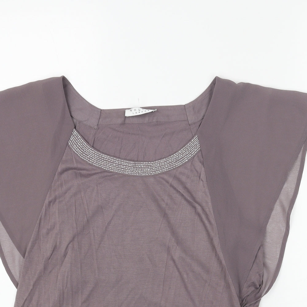 Nougat Womens Purple Polyester Basic Blouse Size 14 Scoop Neck - Chiffon Sleeve