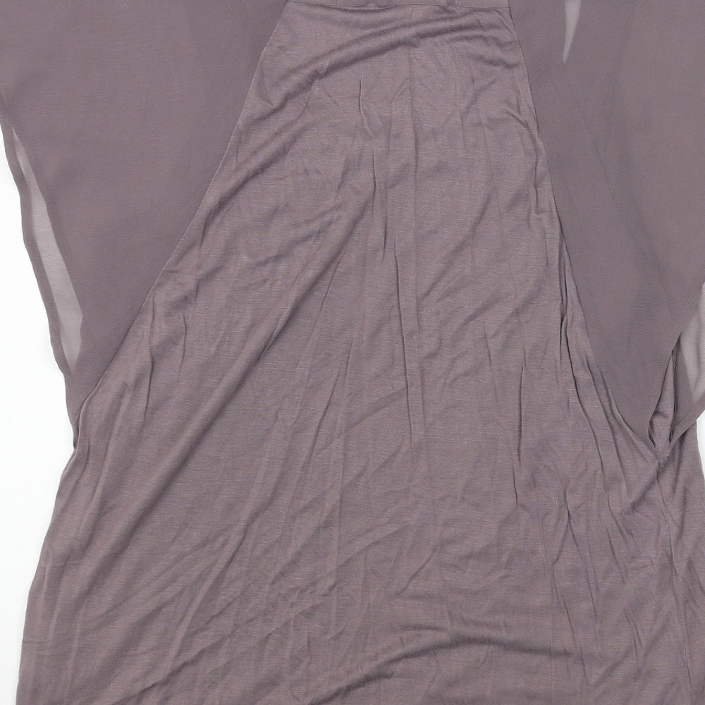 Nougat Womens Purple Polyester Basic Blouse Size 14 Scoop Neck - Chiffon Sleeve