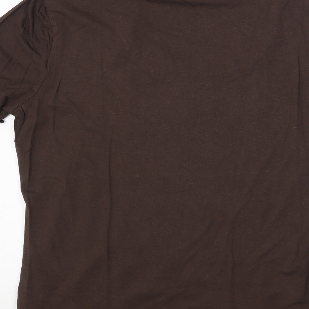 Monsoon Womens Brown Viscose Basic T-Shirt Size 16 Scoop Neck - Lace Details