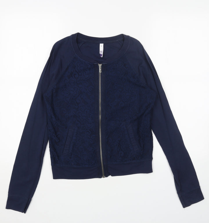 Debenhams Womens Blue Geometric Bomber Jacket Jacket Size 6 Zip