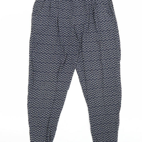 NEXT Womens Blue Geometric Viscose Harem Trousers Size 10 L28 in Regular