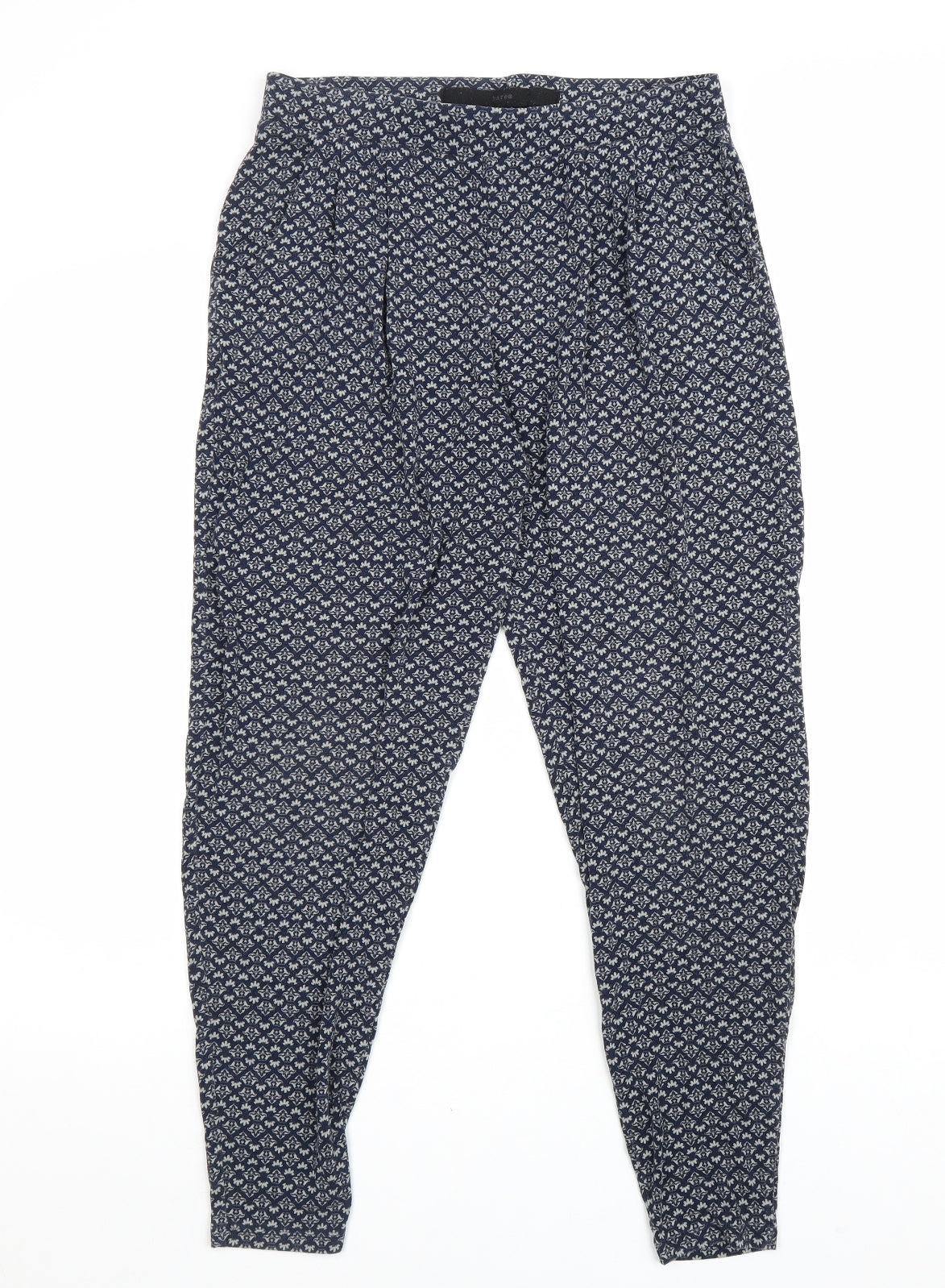 NEXT Womens Blue Geometric Viscose Harem Trousers Size 10 L28 in Regular