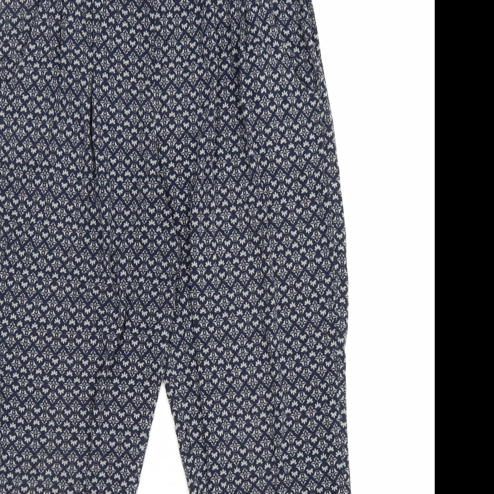 NEXT Womens Blue Geometric Viscose Harem Trousers Size 10 L28 in Regular