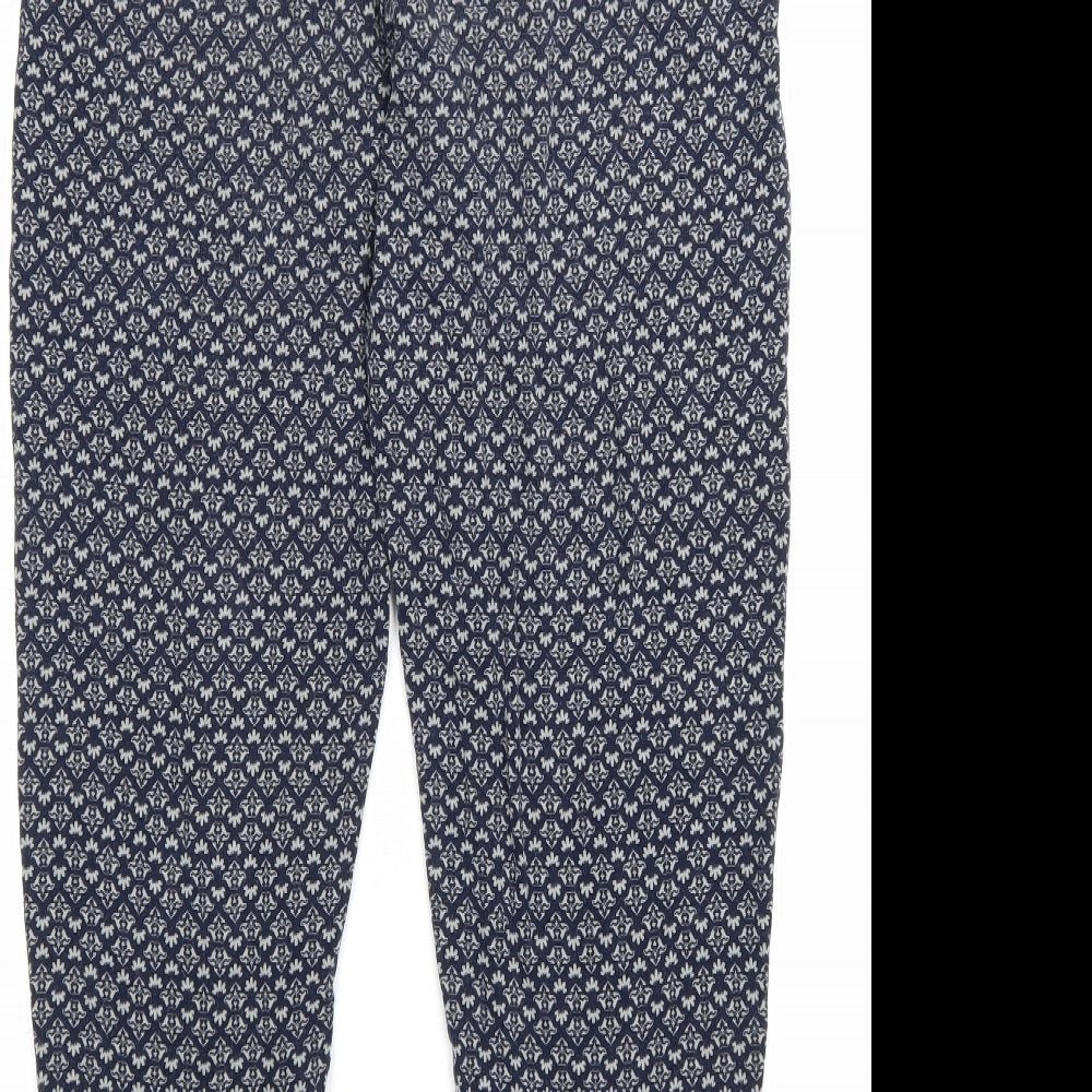 NEXT Womens Blue Geometric Viscose Harem Trousers Size 10 L28 in Regular