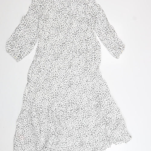 Regatta Womens White Floral Viscose A-Line Size 12 Boat Neck Pullover