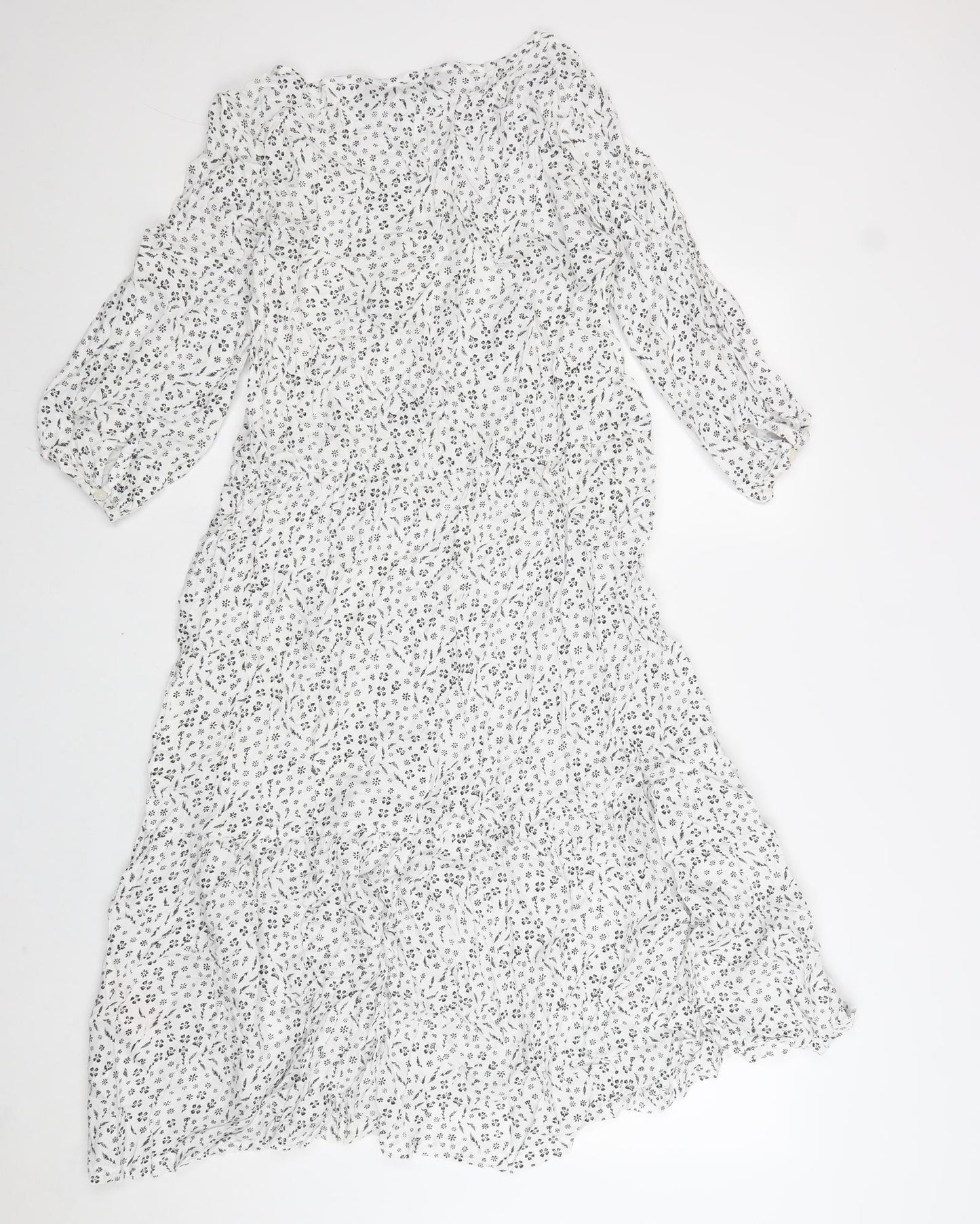 Regatta Womens White Floral Viscose A-Line Size 12 Boat Neck Pullover
