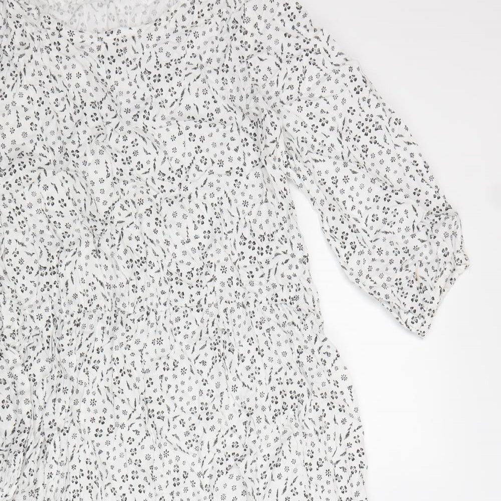 Regatta Womens White Floral Viscose A-Line Size 12 Boat Neck Pullover