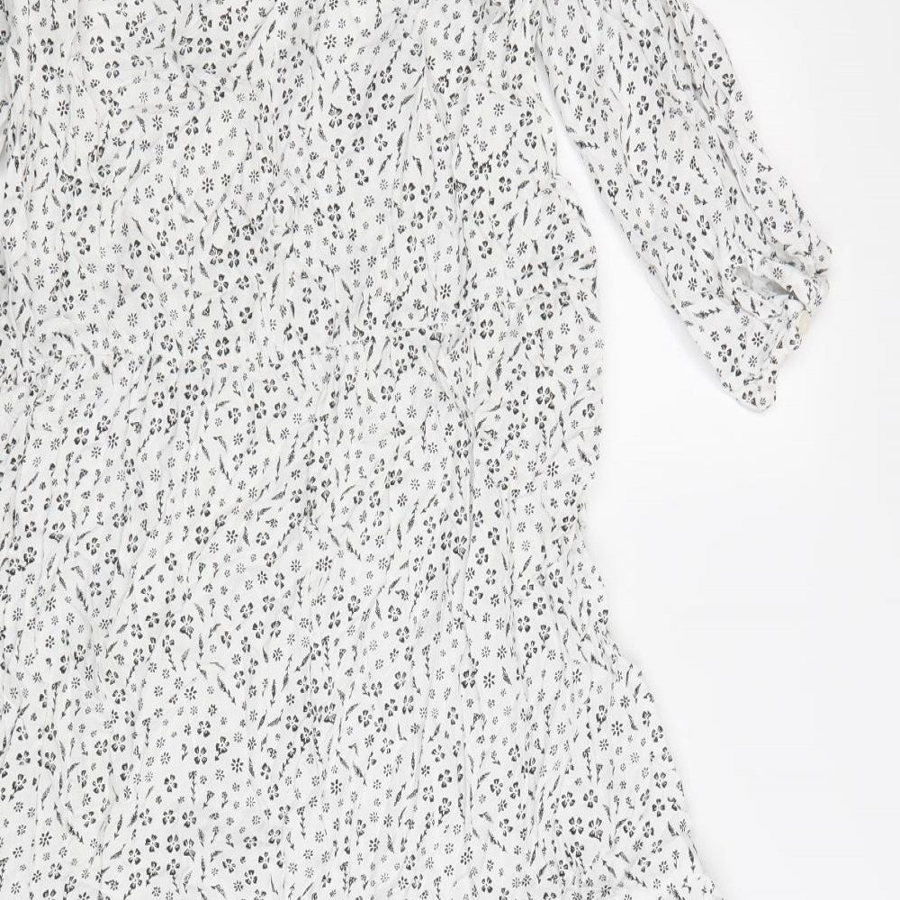 Regatta Womens White Floral Viscose A-Line Size 12 Boat Neck Pullover