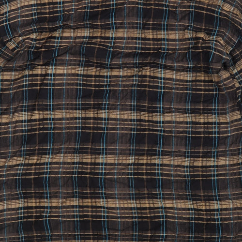 Fransa Womens Brown Plaid Viscose A-Line Size M Round Neck Pullover