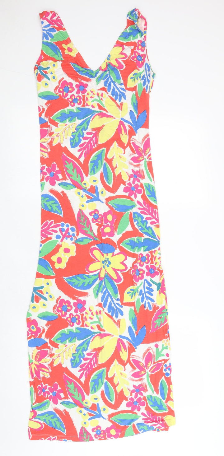 Marks and Spencer Womens Multicoloured Floral Viscose Maxi Size 8 V-Neck Tie