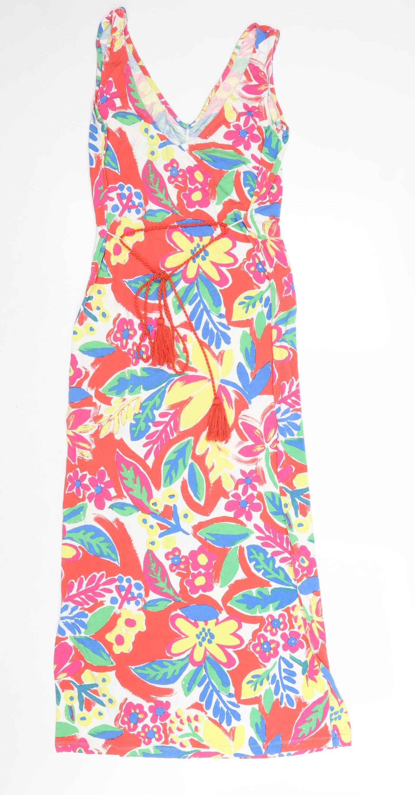Marks and Spencer Womens Multicoloured Floral Viscose Maxi Size 8 V-Neck Tie