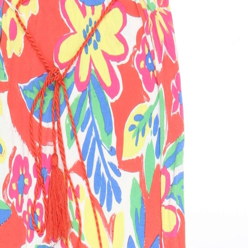 Marks and Spencer Womens Multicoloured Floral Viscose Maxi Size 8 V-Neck Tie
