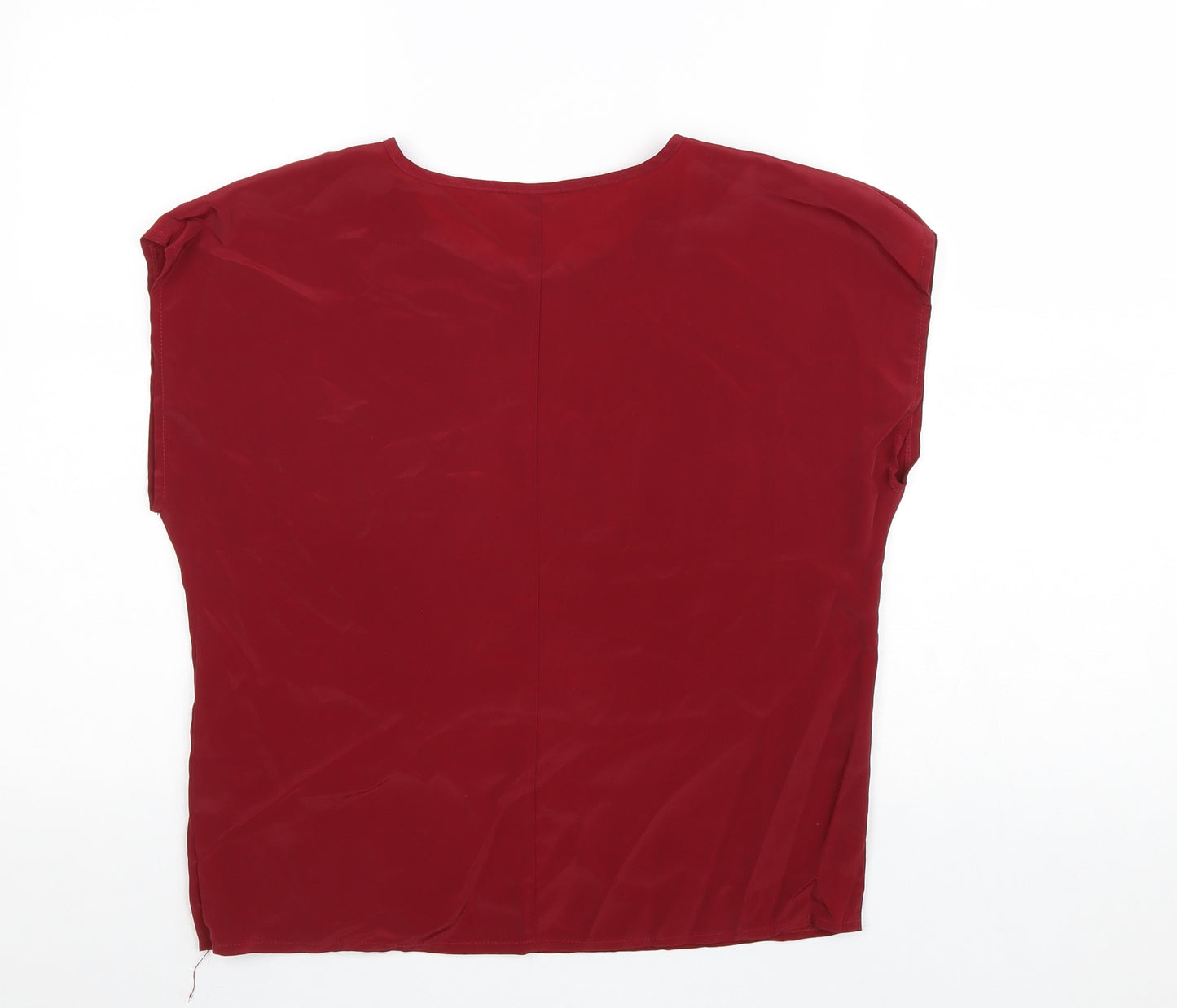 Alexia Womens Red Polyester Basic Blouse Size 10 Round Neck