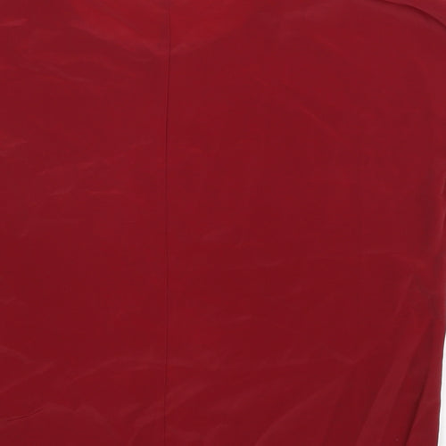 Alexia Womens Red Polyester Basic Blouse Size 10 Round Neck