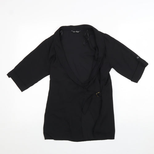 Select Womens Black Polyester Kimono Blouse Size 6 V-Neck
