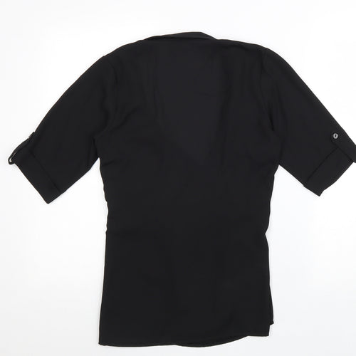 Select Womens Black Polyester Kimono Blouse Size 6 V-Neck