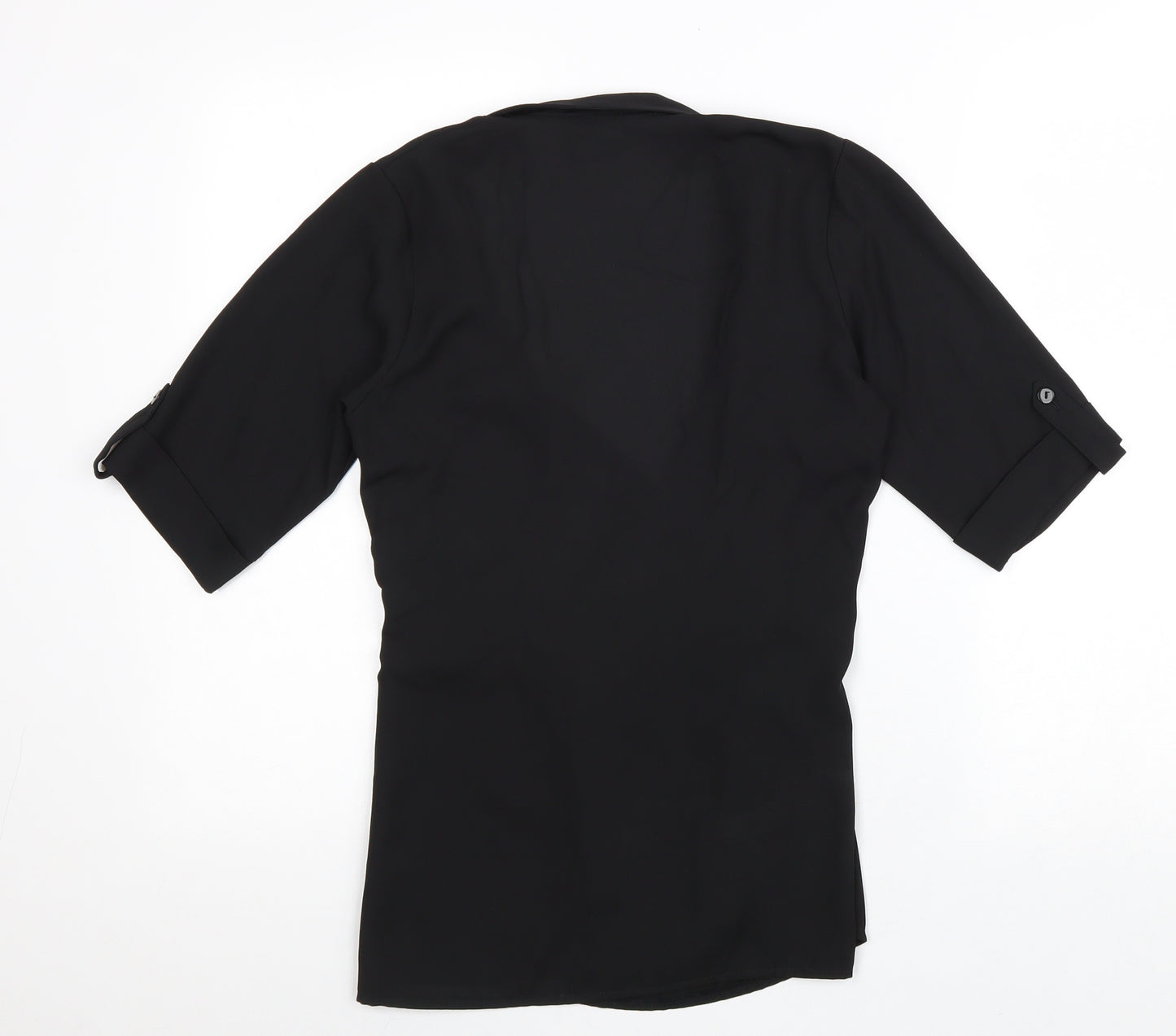 Select Womens Black Polyester Kimono Blouse Size 6 V-Neck