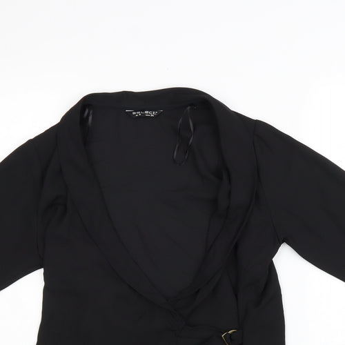 Select Womens Black Polyester Kimono Blouse Size 6 V-Neck