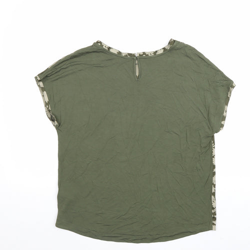 Marks and Spencer Womens Green Geometric Viscose Basic Blouse Size 8 Round Neck